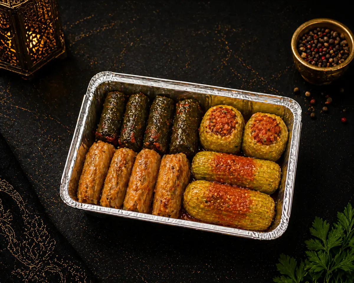 صحن محاشي مشكلة (ملفوف، ورق عنب، كوسا، فلفل)